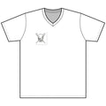 Skull & Crossbones V-Neck Tee — Pirate Skull Chest Patch Graphic Printify