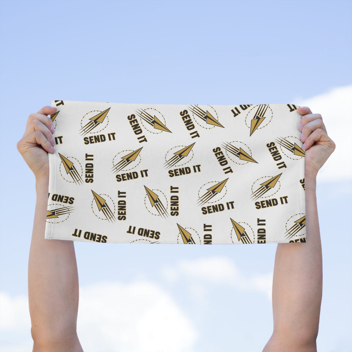 Rally Towel — "Send It" Paper Airplane Design (11x18) Printify