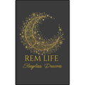 REM LIFE Vegan Leather Journal — 'Sleepless Dreams' Gold Crescent Moon Engraved Notebook Printify