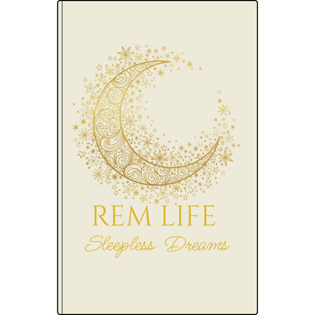 REM LIFE Vegan Leather Journal — 'Sleepless Dreams' Gold Crescent Moon Engraved Notebook Printify