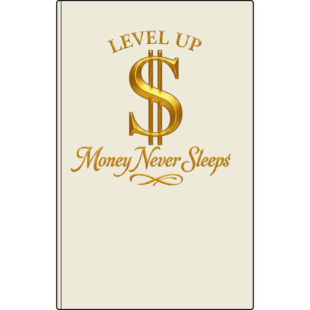 Vegan Leather Journal — "Level Up: Money Never Sleeps" Gold Dollar Planner Printify