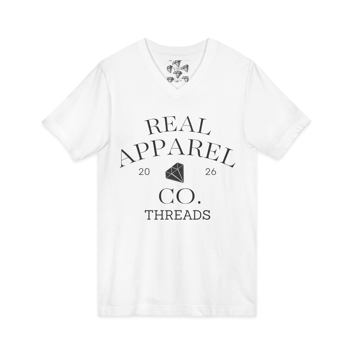 Real Apparel Co. Threads V-Neck Tee — Suited Wealth VIP Diamond Graphic Printify