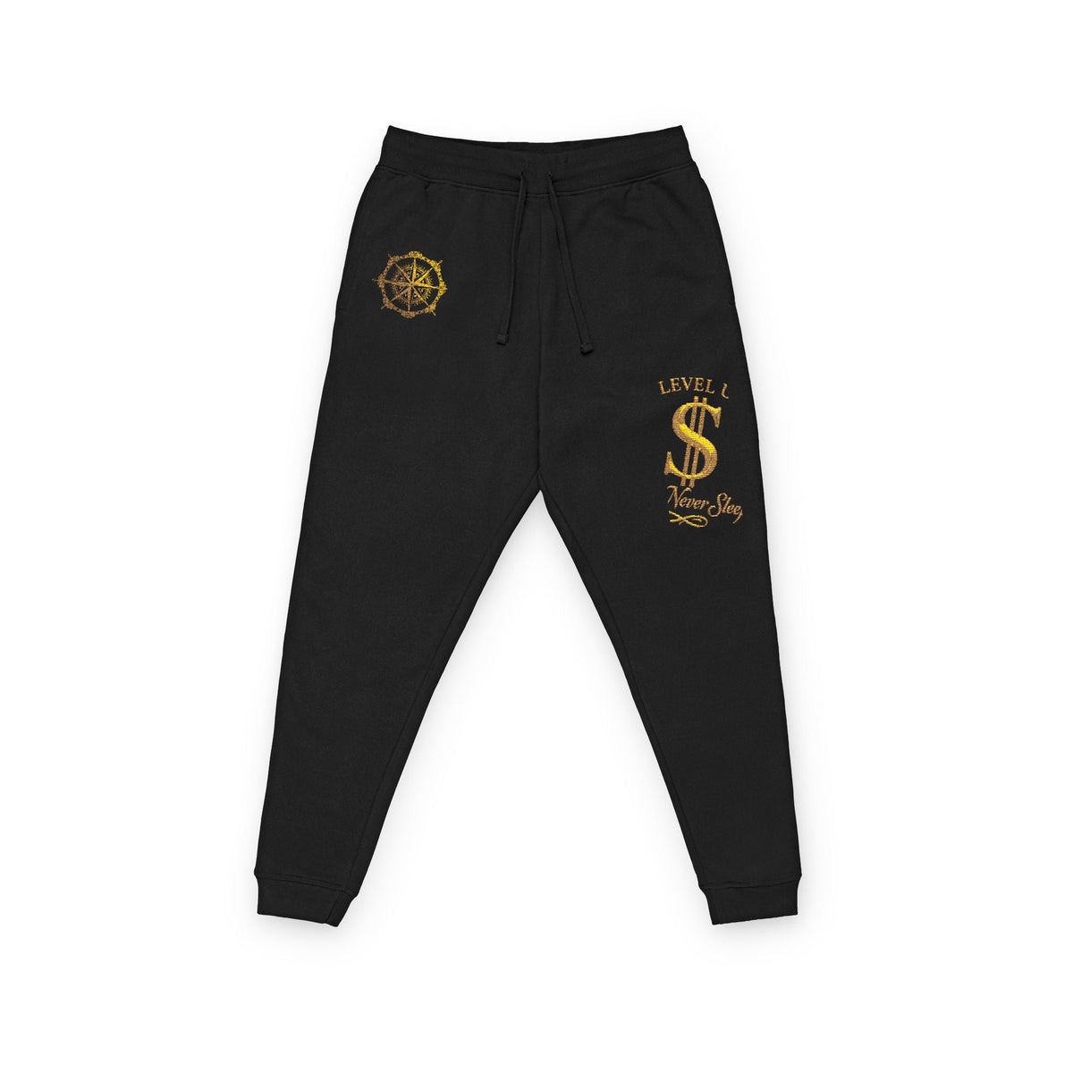 Embroidered 'Level ' Flame Joggers – Men's/Women's Streetwear Fleece Pants Printify