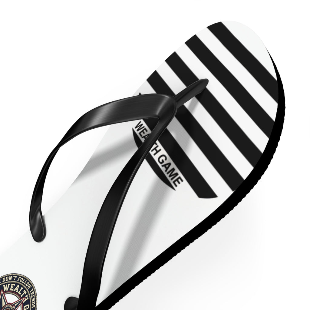 Striped Logo Flip Flops — Branded Casual Beach Sandals Printify