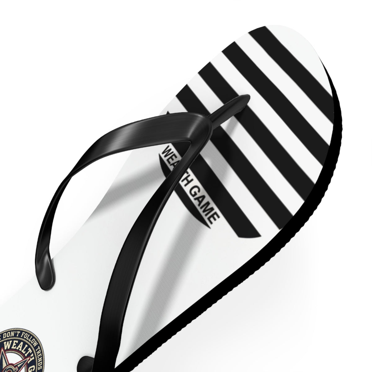 Striped Logo Flip Flops — Branded Casual Beach Sandals Printify