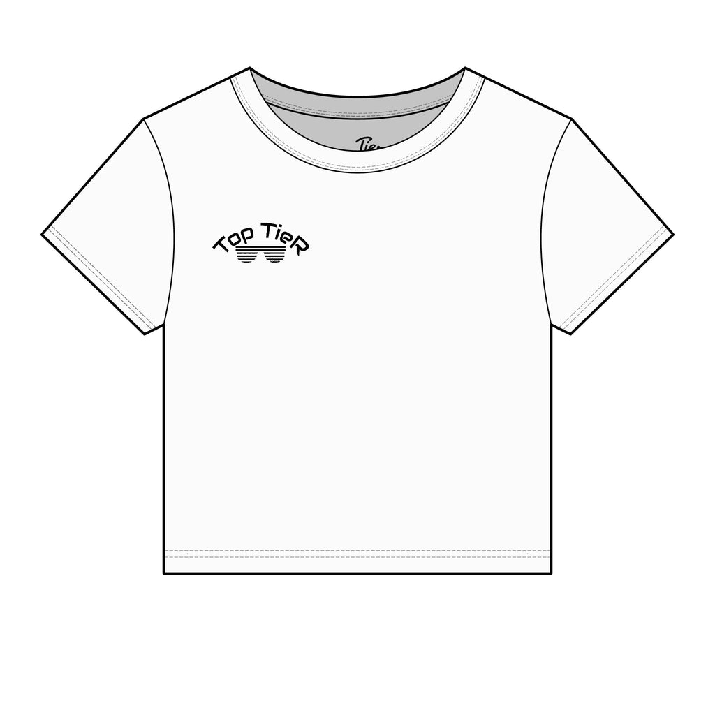 Women's Micro Rib Baby Tee — Minimal 'Top Tier' Chest Logo Crop Tee