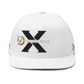 Embroidered Flat Bill Cap — Distressed 'X' Logo Snapback Printify