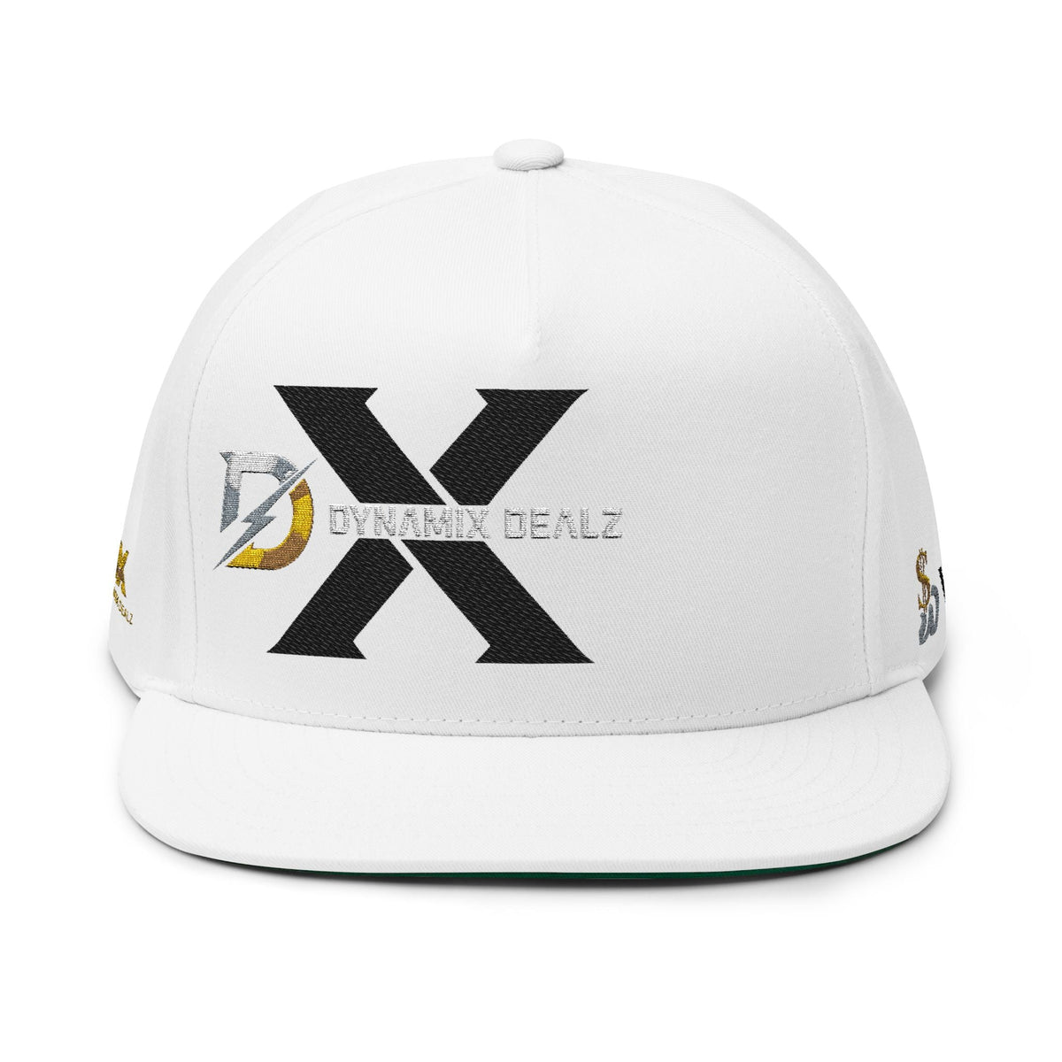 Embroidered Flat Bill Cap — Distressed 'X' Logo Snapback Printify