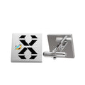 Gold Square Cufflinks with Black Geometric X Accent – Elegant Formal Accessory Printify