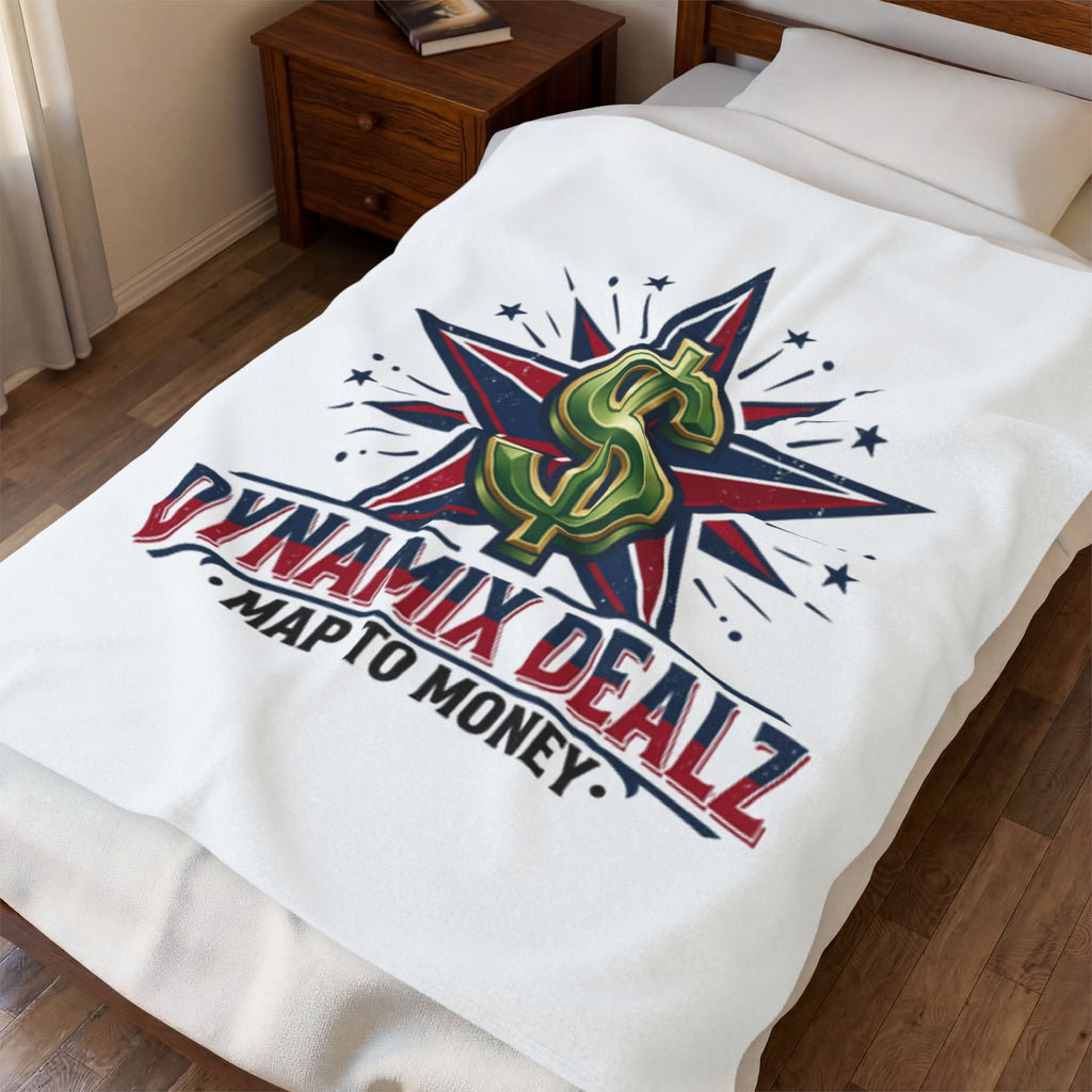 Velveteen Plush Blanket — Dynamix Dealz “Map to Money” Graphic Throw