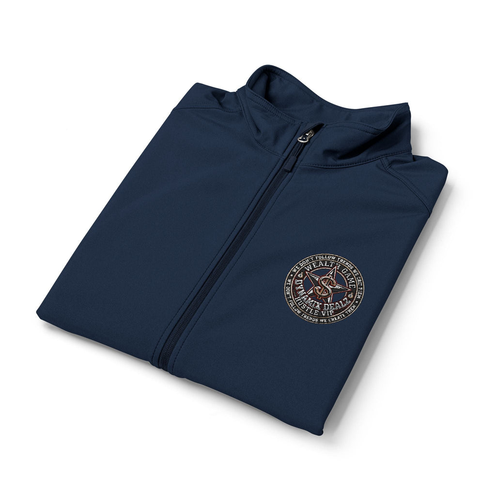 Men's Black Soft Shell Vest with White Floral Emblem — Lightweight Zip-Up Outerwear Printify