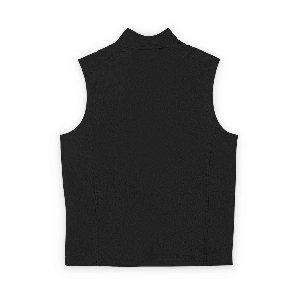 Men's Black Soft Shell Vest with White Floral Emblem — Lightweight Zip-Up Outerwear Printify