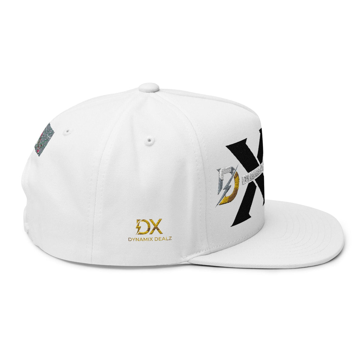 Embroidered Flat Bill Cap — Distressed 'X' Logo Snapback Printify