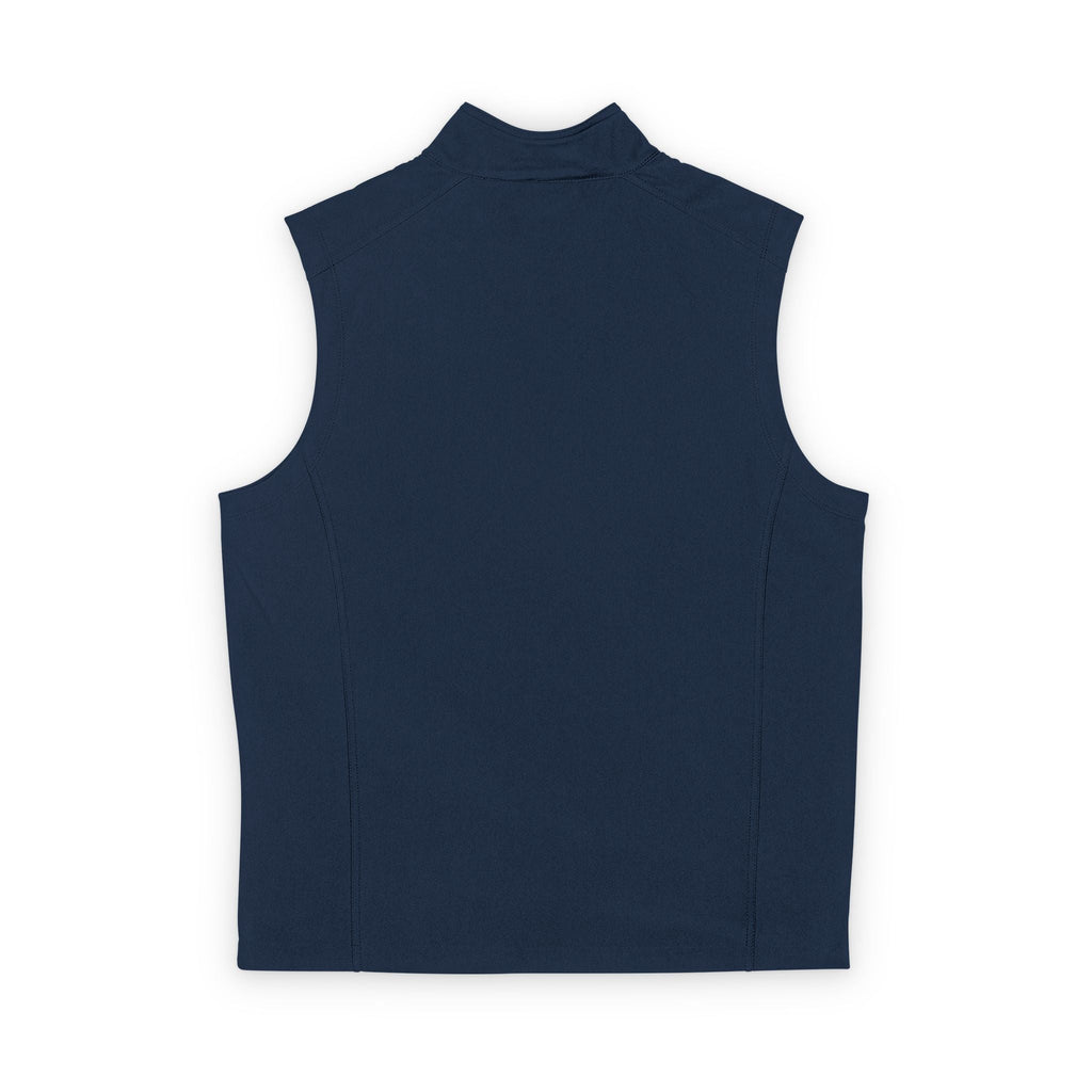 Men's Black Soft Shell Vest with White Floral Emblem — Lightweight Zip-Up Outerwear Printify
