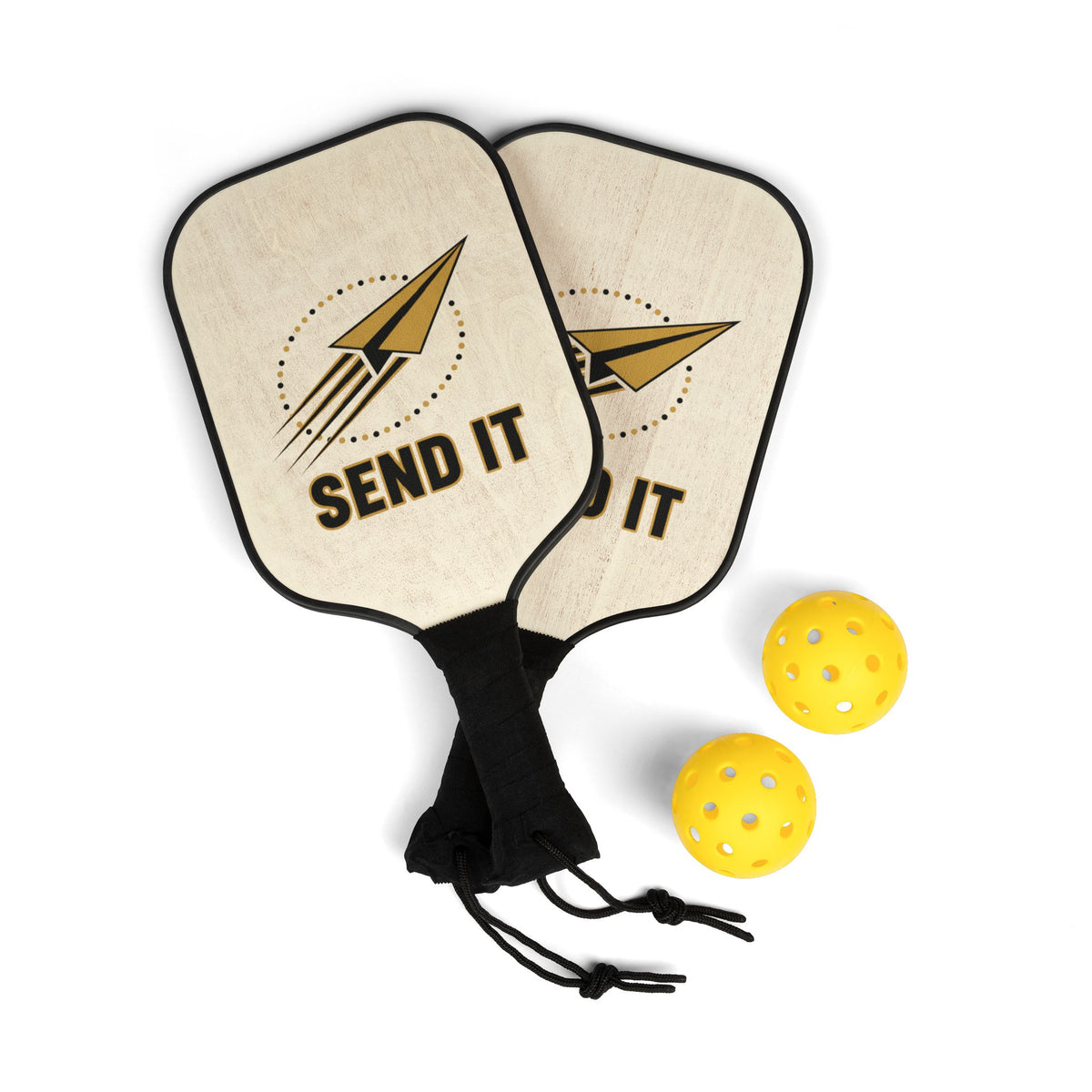 Pickleball Paddle Set — "Send It" Graphic Paddle Kit with Balls