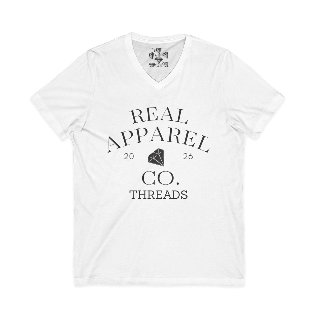 Real Apparel Co. Threads V-Neck Tee — Suited Wealth VIP Diamond Graphic Printify