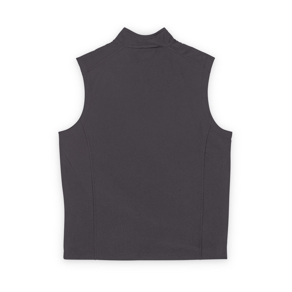 Men's Black Soft Shell Vest with White Floral Emblem — Lightweight Zip-Up Outerwear Printify