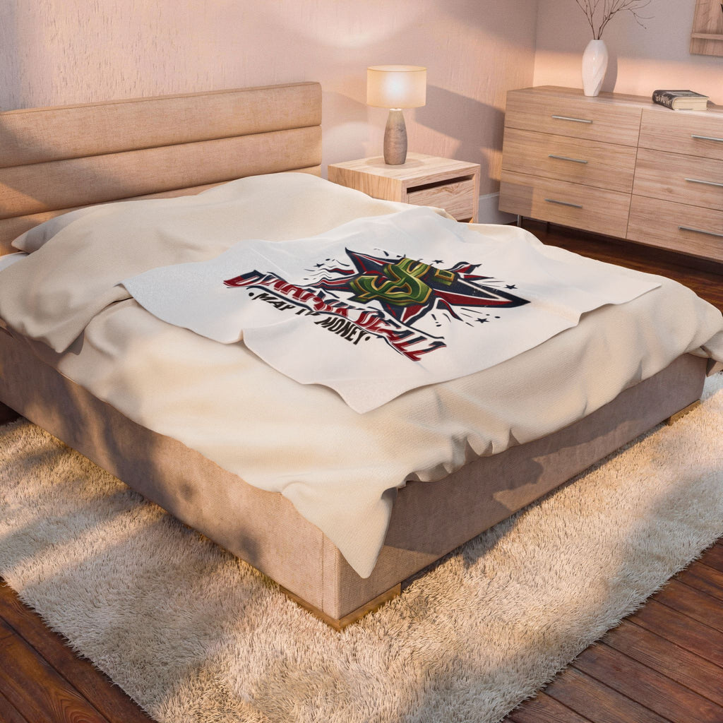 Velveteen Plush Blanket — Dynamix Dealz “Map to Money” Graphic Throw