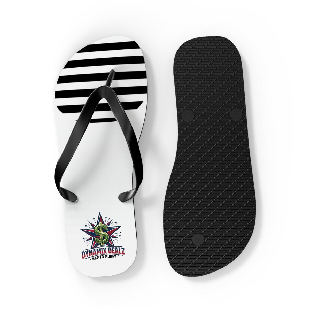 Striped Logo Flip Flops — Branded Casual Beach Sandals Printify