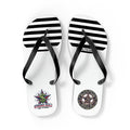 Striped Logo Flip Flops — Branded Casual Beach Sandals Printify