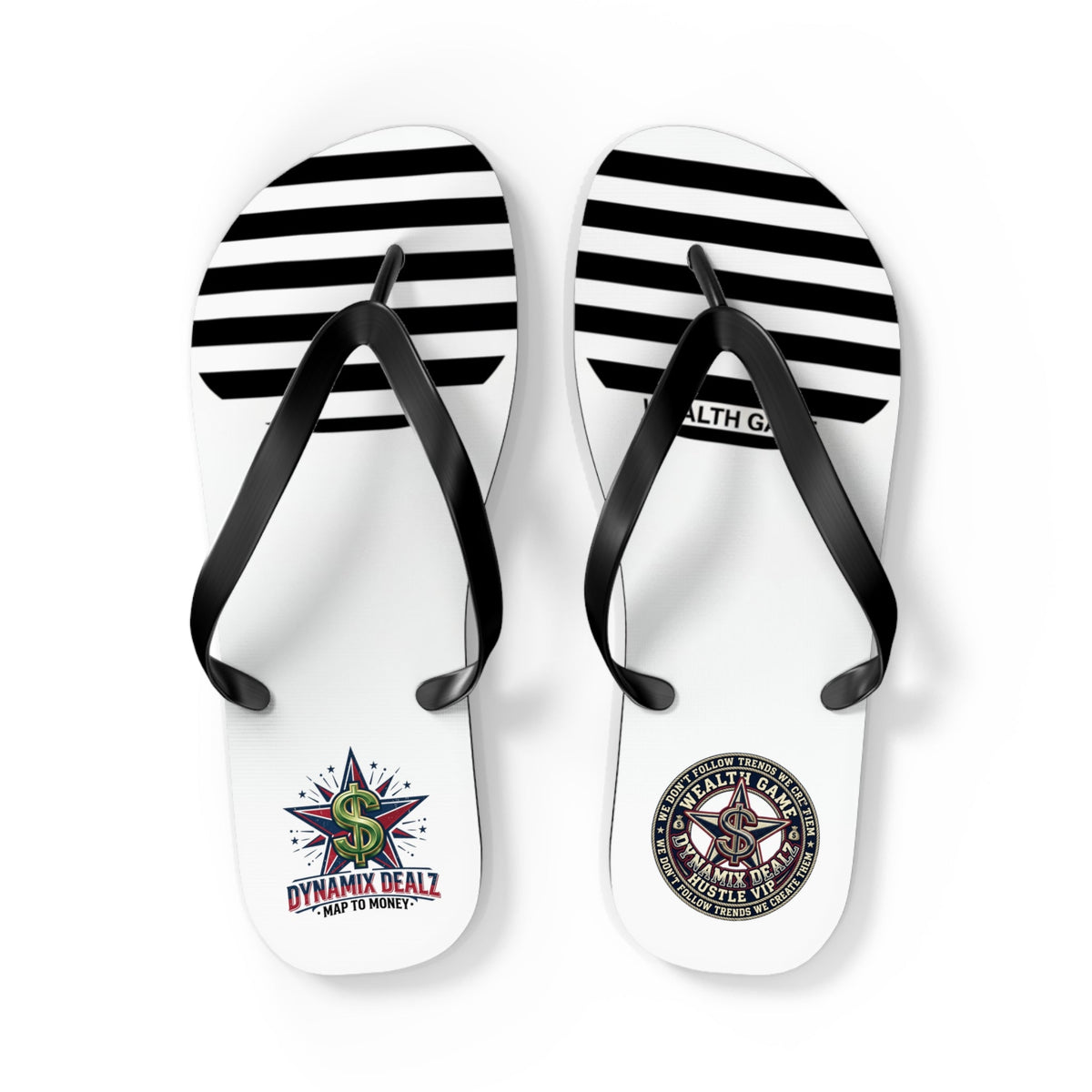 Striped Logo Flip Flops — Branded Casual Beach Sandals Printify