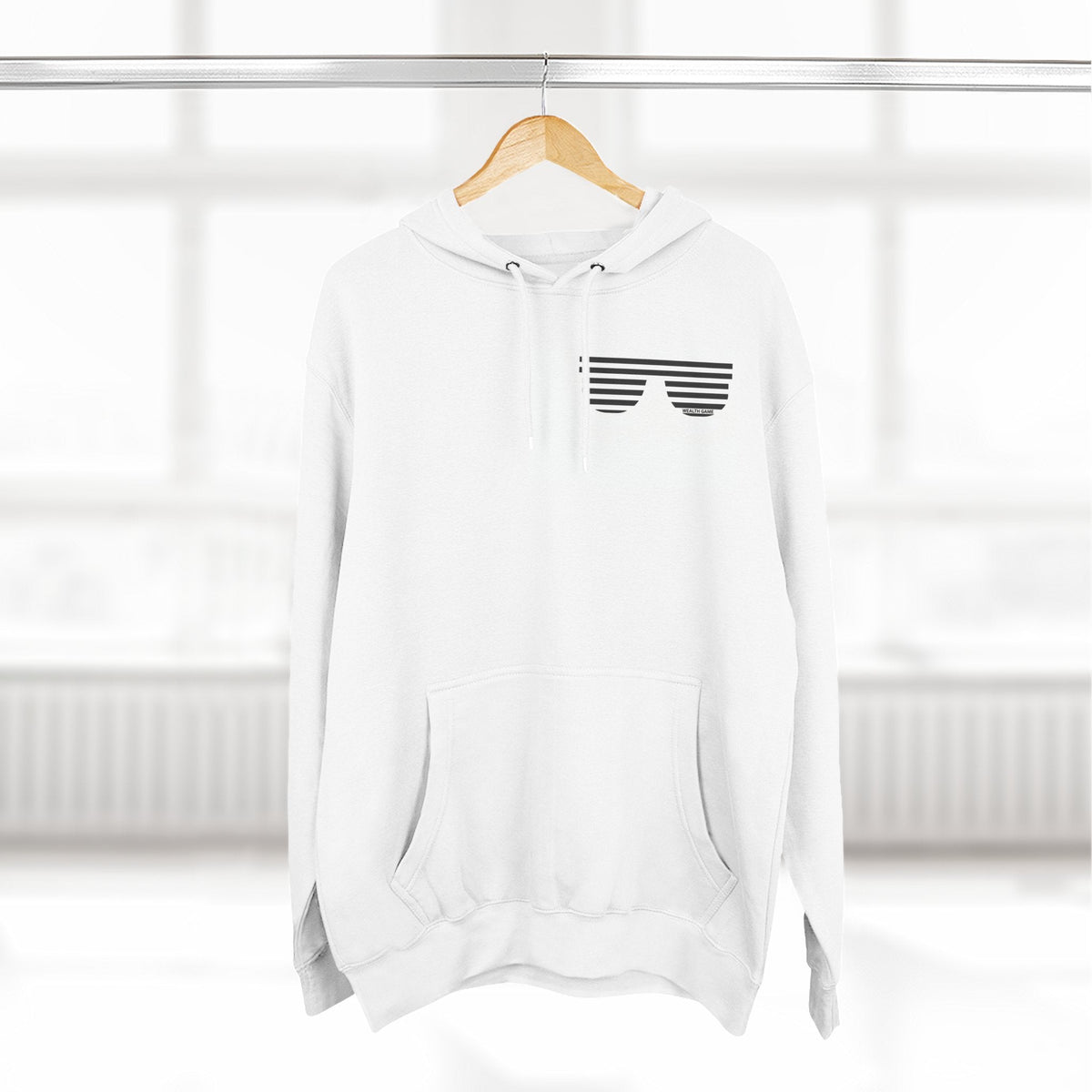 Hoodie — Monochrome Distressed Sunglasses Graphic Pullover Printify