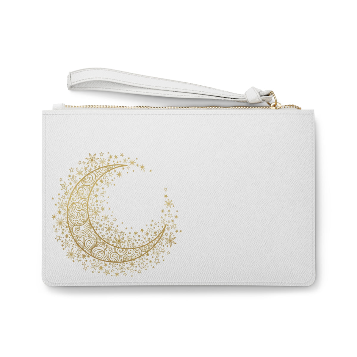 Wealth Game Clutch Bag — Gold Crescent Moon & Striped Shades Wristlet