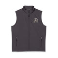 Men's Black Soft Shell Vest with White Floral Emblem — Lightweight Zip-Up Outerwear Printify