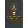 Engraved Vegan Leather Journal — 'We Don't Follow Trends, We Create Them' Lightbulb Notebook Printify